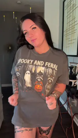 Spooky szn but make it feral 👻🖤 #spookyseason #halloween #oversizedtee #graphictee #feral 
