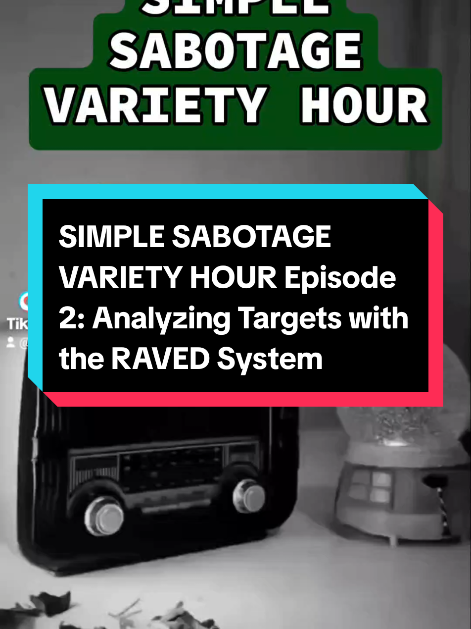 SIMPLE SABOTAGE VARIETY HOUR Episode 2: Analyzing Targets with the RAVED System. #sabotage #simplesabotage #simplesabotagevarietyhour #simplesabotagefieldmanual #questrevolution 