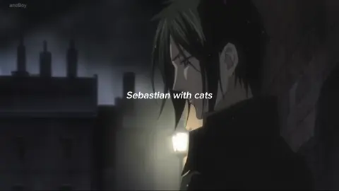 Demon with his tiny pretty cutie patootie weakness. Cats. 🐈‍⬛✨ #sebastianmichaelis #blackbutler #kuroshitsuji #anime #fyppppppppppppppppppppppp 