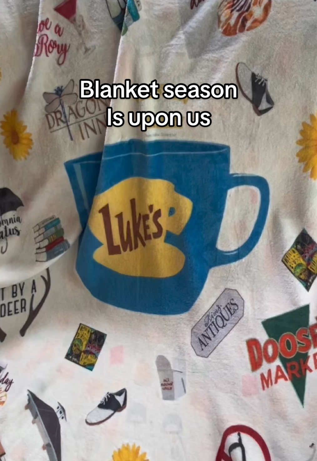 Stay warm and cozy with a cup of coffee while snuggled in this GG blanket! -Marci🐥#cozyathome #cozyvibes #gilmoregirlstok #blanket #fallseason 