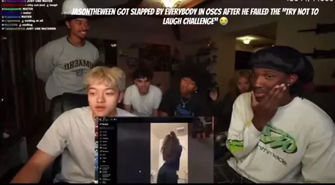 Jasontheween got slapped by everybody in OSCS after he failed the “Try Not to Laugh challenge” 😭 #fyp #kaicenat #kai #funny #slapped 