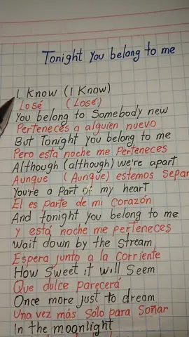 Tonight you belong to me ...💀 #letrasdecanciones🎧🎶 #traduccion #learnenglish #music #trend 