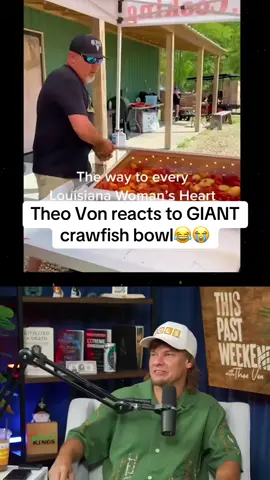 Theo Von and Lainey Wilson react to giant crawfish bowl #theovon #fyp #laineywilson 