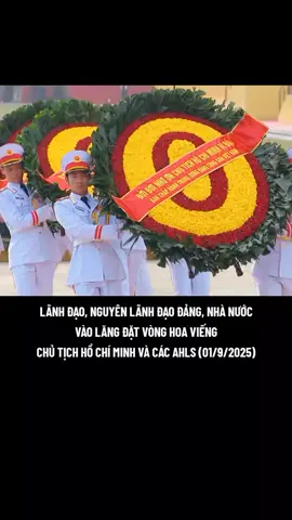 Sáng ngày 01/9/2025, nhân dịp kỷ niệm 80 năm Ngày Cách mạng tháng tám thành công và 80 năm Ngày Quốc khánh 2/9, đoàn đại biểu Ban Chấp hành Trung ương Đảng, Quốc hội, Chủ tịch nước, Chính phủ, Ủy ban Trung ương Mặt trận Tổ quốc Việt Nam đến đặt vòng hoa và vào lăng viếng Chủ tịch Hồ Chí Minh và các Anh hùng liệt sĩ. #Kyniem80namNgayQuockhanh #LanhdaoDangNhanuoc #xuhuongtiktok #viewtiktok  