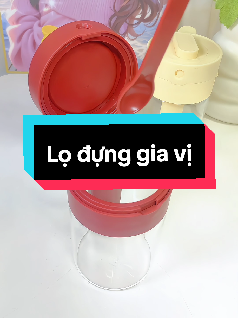 Lọ đựng gia vị thủy tinh có thìa #lodunggiavi #lodunggiavicothia #hudunggiavi  #lodunggiavitienich #hudunggiavithuytinh 