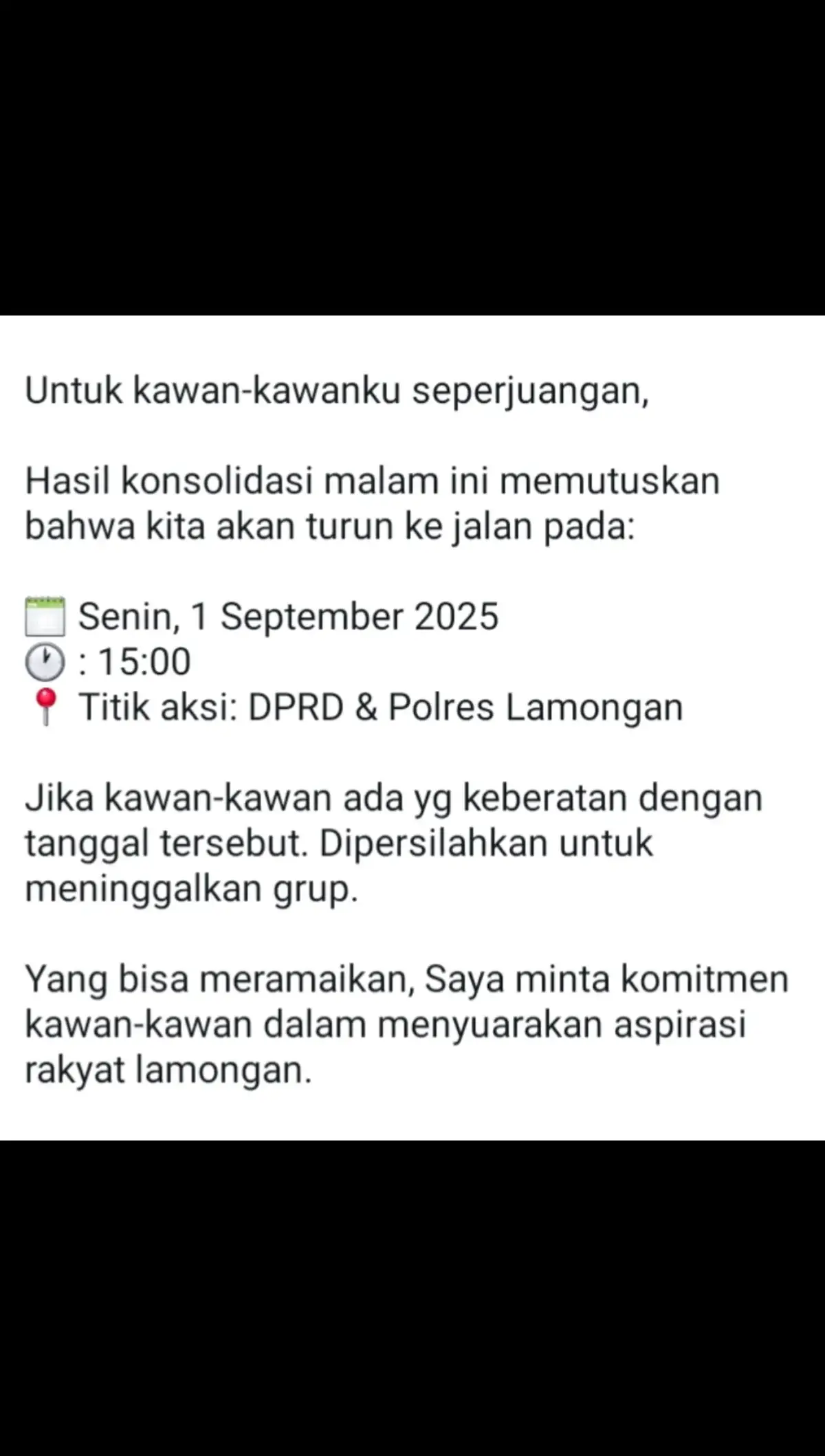 Satukan Suara Rakyat🔥 1 September 2025 15.00 Kumpul di depan DPRD #demo #lamongan #fyp 
