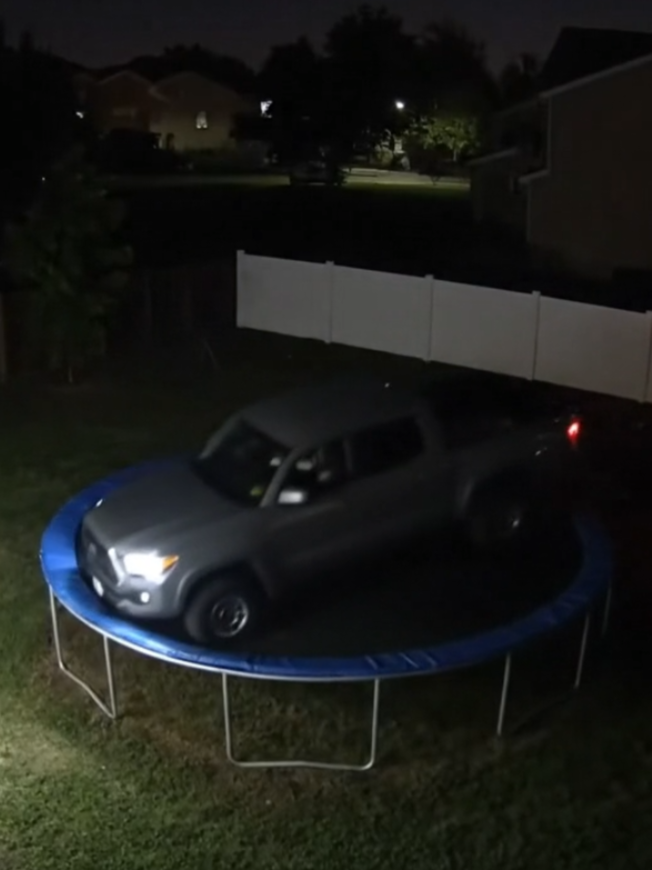 Tacoma on the trampoline 😳 . . #tacoma #truck #trampoline #cctv #random 