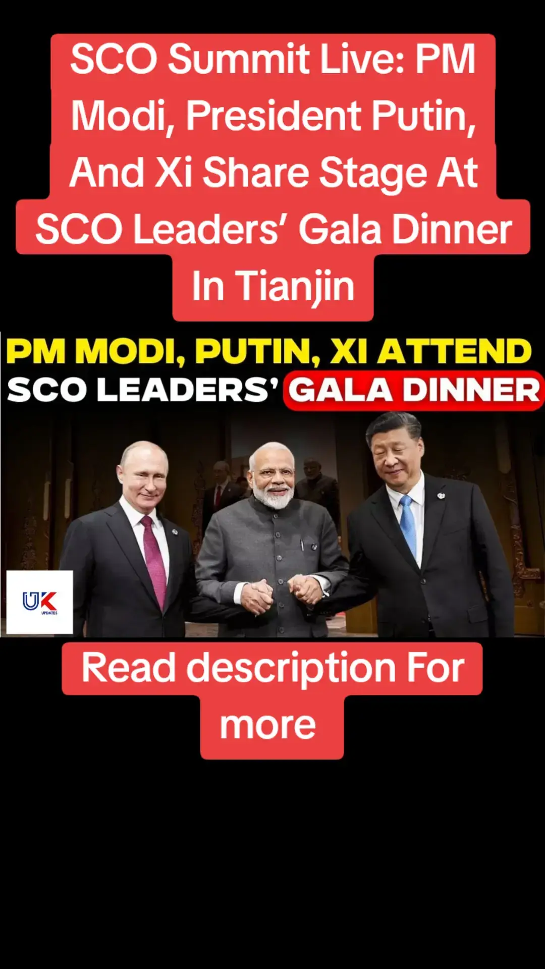 At the SCO Summit in Tianjin, Indian Prime Minister Narendra Modi, Russian President Vladimir Putin, and Chinese President Xi Jinping share the stage during the leaders’ gala dinner. #live #scosummit2025 