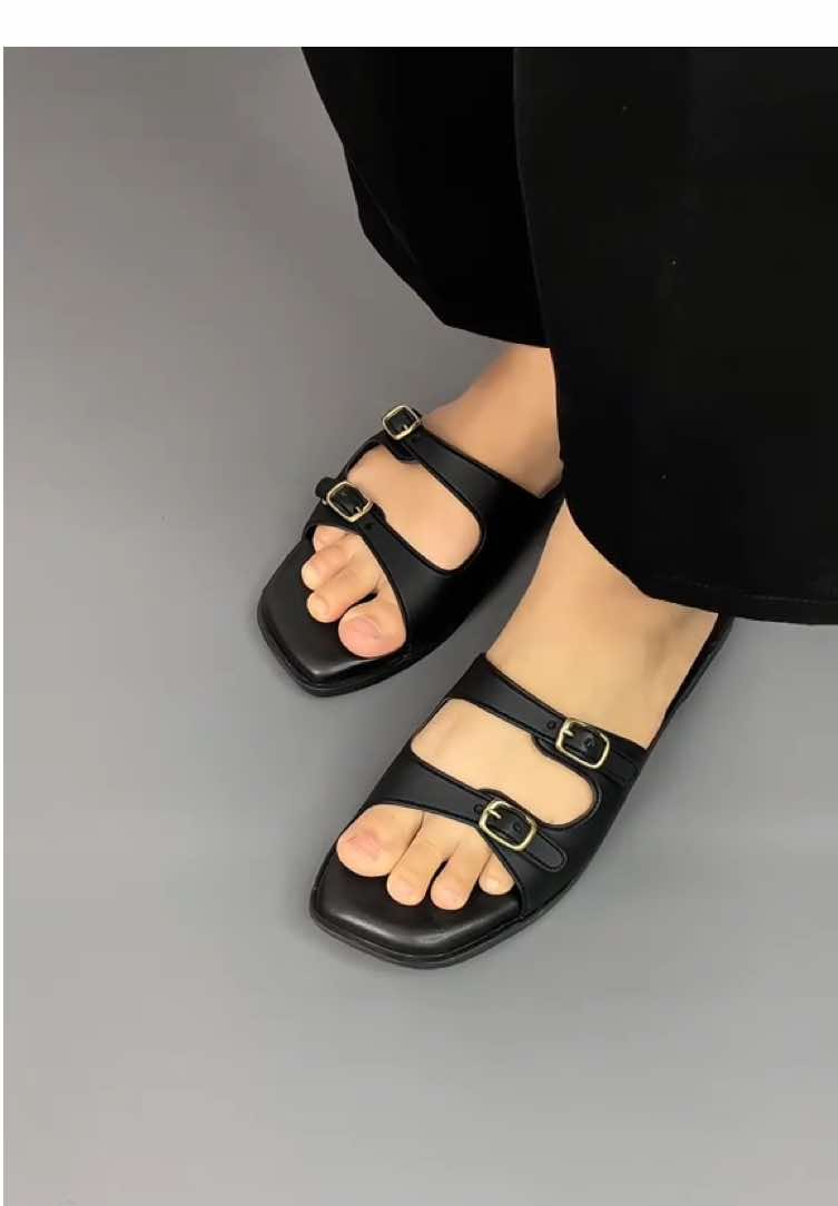 Sandal selop flat wanita double strap #sandalwanita #sendalwanita #sandalcewek #sandalflat 