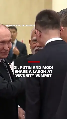 Chinese leader Xi Jinping, Russian President Vladimir Putin, and Indian Prime Minister Narendra Modi could be seen chatting and laughing at the second day of the Shanghai Cooperation Organization summit in the Chinese port city of Tianjin. #CNN #News #China #Russia #India