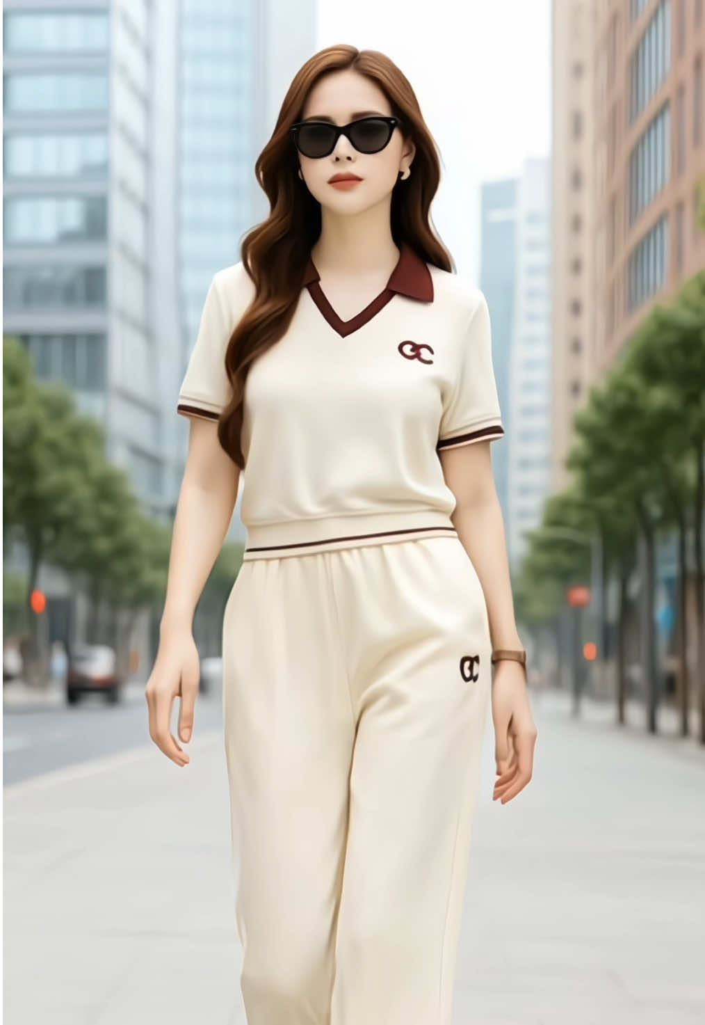 Set Bộ ECOCHIC VINTAGE AGE Áo V croptop và quần ống suông #setbonu #thoitrangsanbay #ecochic #ecochicvn #thoitrangnuhottrend 