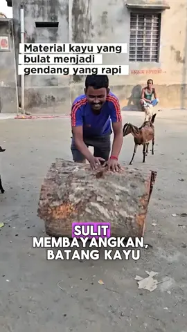 Membuat gendang legend dari batang pohon yang bulat