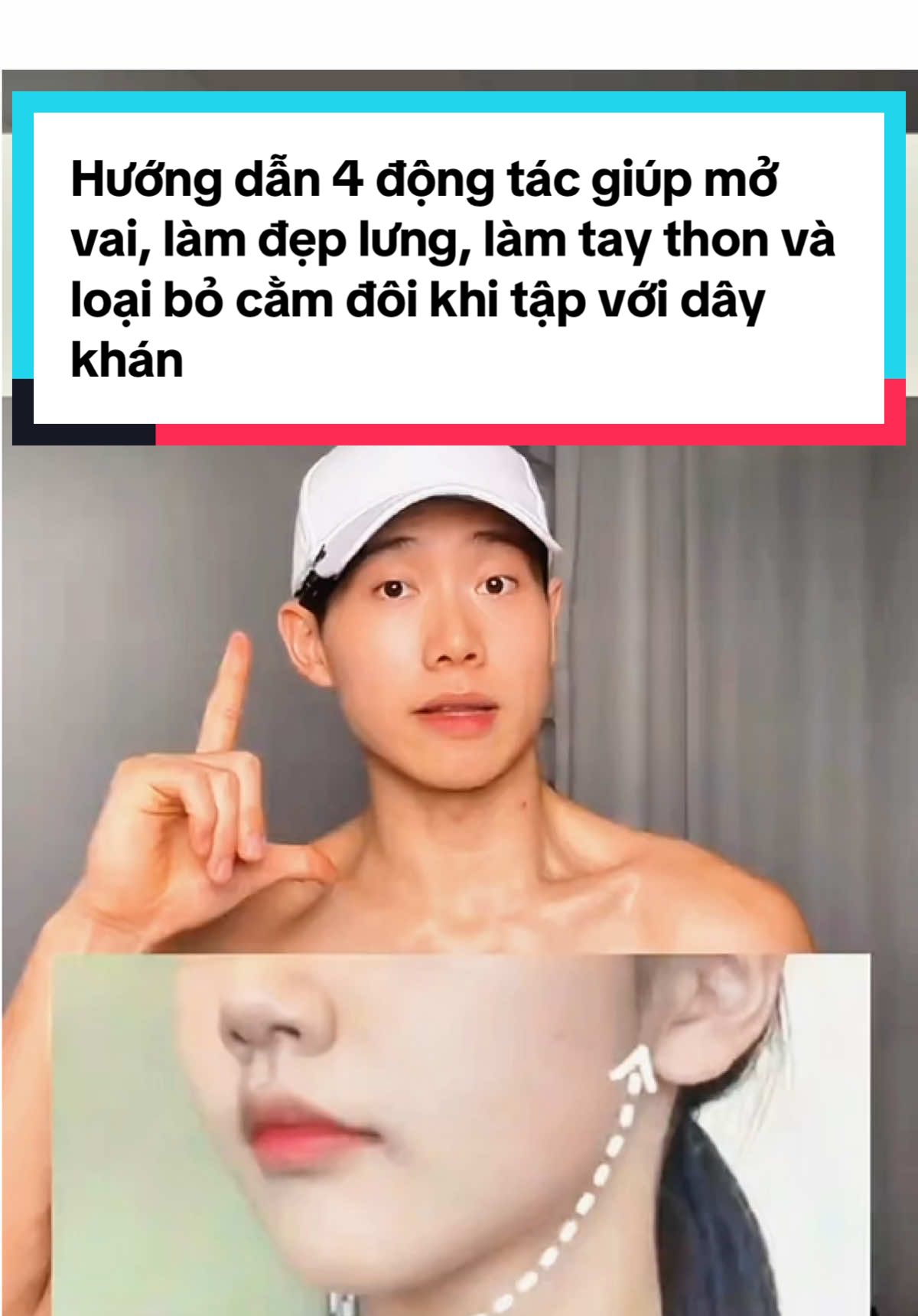 Hướng dẫn 4 động tác giúp mở vai, làm đẹp lưng, làm tay thon và loại bỏ cằm đôi khi tập với dây kháng lực  #daykhangluc #daykhanglucso8 #daykhangluctapgym #taplungxo #tapvaithongon 