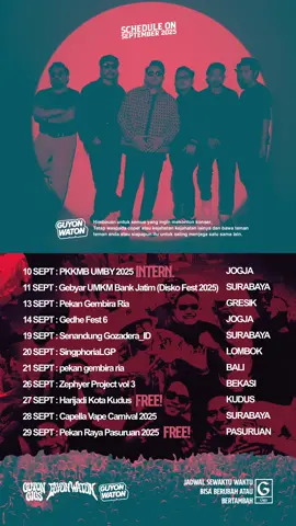 Bismillah jadwal september  Sampai jumpa di kota kalian.. Wes gek ndan aman nyaman tentram Indonesiaku ❤️