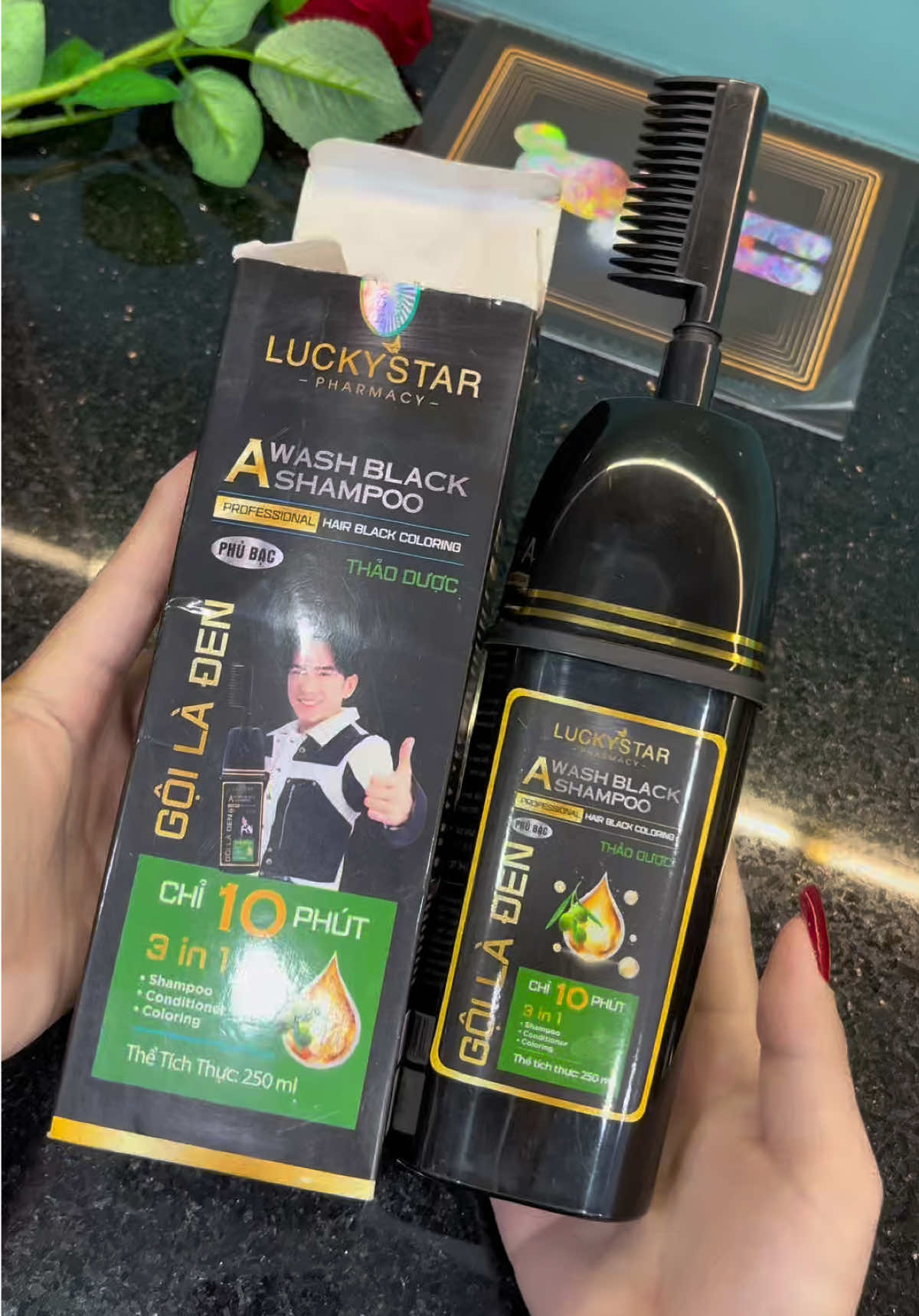 Dầu gội phủ bạc Thảo dược Luckystar gội là đen##emkieutaphoa##daugoiphubac##luckystar##daugoiphubacluckystar