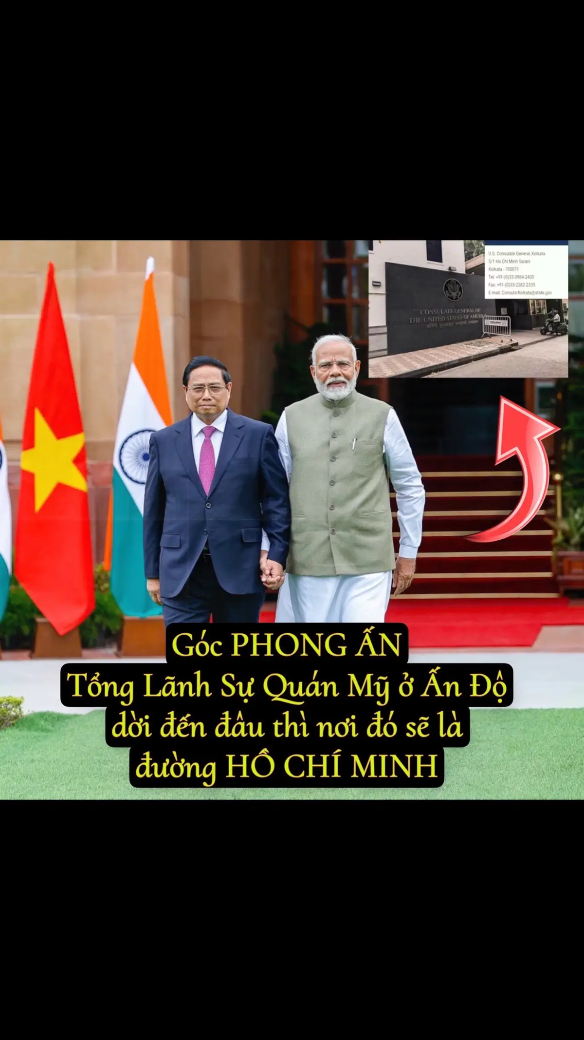 Tổng Lãnh sự quán Mỹ tại Ấn Độ nằm ở đâu thì đường ở đó sẽ đổi tên thành Đại lộ Hồ Chí Minh và việc này đã diễn ra từ năm 1968 cho đến nay =)))) Bộ Ngoại giao Mỹ đã nhiều lần yêu cầu đổi tên đường hoặc ngưng việc này nhưng Ấn Độ chỉ đáp lại với động thái là 