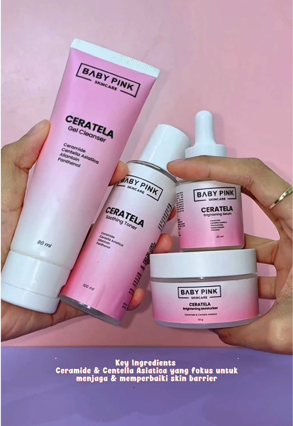 Skinbarrier lagi ngamuk? Jangan didiemin bestieee, pakai paket Ceratela Series babypink yg bisa bantu memperbaiki skinbarier kamuuu 💖 #Bornyourbeauty #Babypinkskincare #Glow7ogether #7yearsOfTrustandGlow #bpomdanhalal 