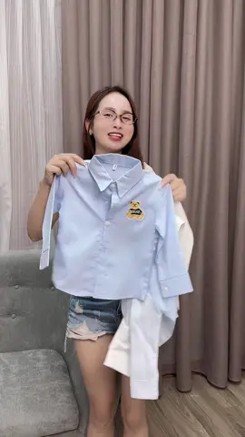 Áo sơ mi GẤU THÊU DÀI TAY chất #thoitrangtreem  #xuhuongtiktok  #dotreem 