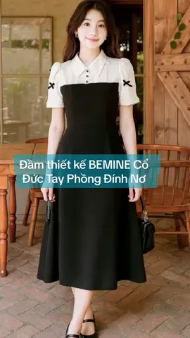 Đầm thiết kế BEMINE cổ đức Tay Phồng Đings Nơ #vaythietke #bemine #vayxinh #thoitrangnu #xuhuong 