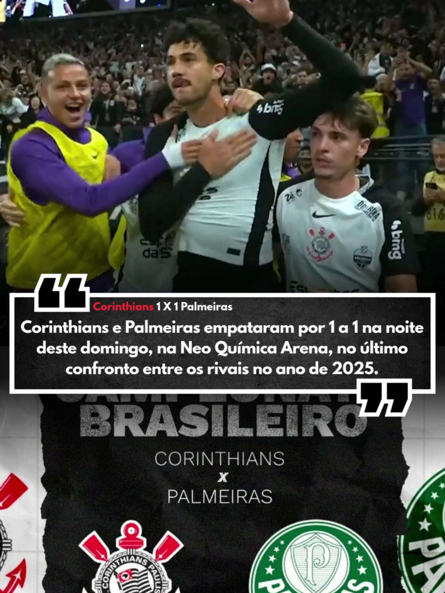 TUDO IGUAL! PALMEIRAS E CORINTHIANS EMPATAM NA NEO QUÍMICA ARENA. VITOR ROQUE MARCA PARA O VERDÃO, E PIQUEREZ EMPATA COM GOL CONTRA PARA O CORINTHIANS; VEJA OS MELHORES MOMENTOS DA PARTIDA. #corinthians #palmeiras #futebol #vitorroque #piquerez #brasileirao #derbi