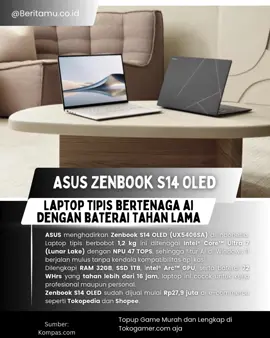 🚀 Laptop tipis, ringan, tapi super bertenaga! ASUS Zenbook S14 OLED hadir dengan prosesor Intel Core Ultra 7 Lunar Lake, NPU AI 47 TOPS, RAM 32GB, SSD 1TB, dan baterai tahan hingga 16 jam 🔋✨. Mulai Rp27,9 juta di e-commerce favoritmu! 💻#ASUS #ZenbookS14OLED #LaptopAI #LaptopTipis #IntelCoreUltra     