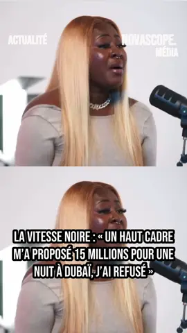 Lors de son passage sur le plateau d'Alain Noël, La Vitesse Noire a révélé avoir été approchée par un haut cadre ivoirien qui lui aurait proposé 15 millions pour une nuit à Dubaï, billet payé. Une proposition qu'elle affirme avoir refusée avec fermeté. #LaVitesseNoire #RévélationChoc #DubaïStory #AlainNoël #Dignité     
