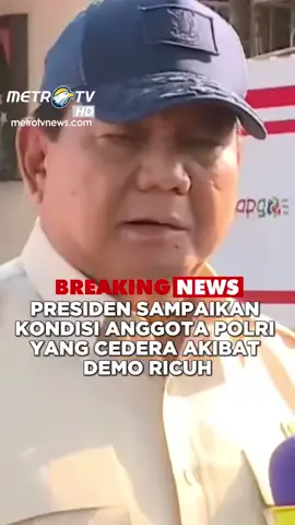 Presiden Prabowo Subianto menjenguk masyarakat dan anggota polisi yang menjadi korban saat aksi demonstrasi berujung ricuh pada Kamis, 28 Agustus 2025. Anggota polisi tersebut dirawat di Rumah Sakit Polri, Kramatjati, Jakarta Timur. Berdasarkan data yang dihimpun, ada sekitar 43 masyarakat dan anggota polisi yang terluka dalam aksi demonstrasi beberapa waktu lalu. Sebagian besar sudah pulang, dan 17 orang lainnya masih dirawat. Beberapa polisi tengah mendapatkan perawatan intensif karena tergolong cukup parah. Selain itu, ada polisi yang telah menjalani operasi.