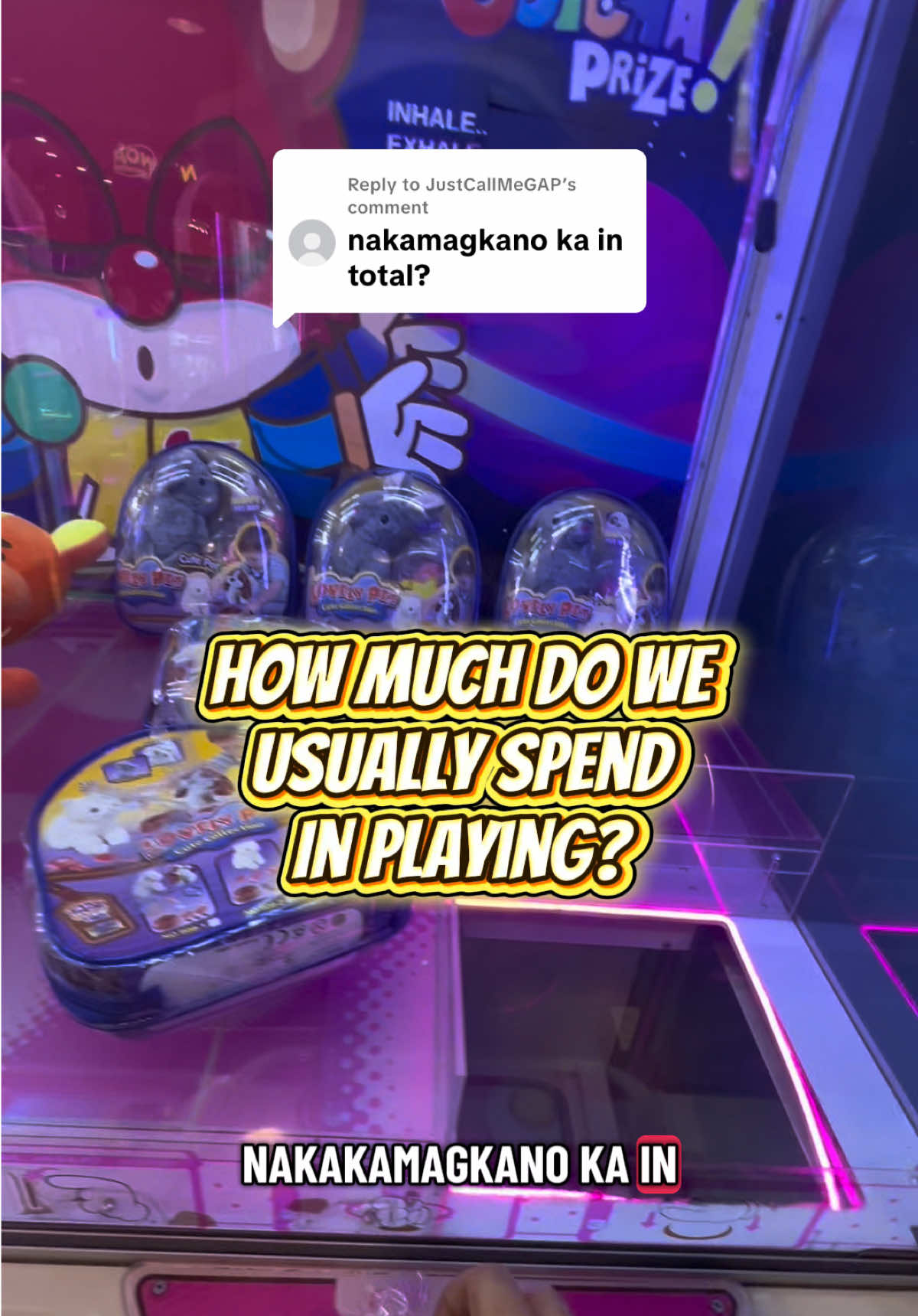 Replying to @JustCallMeGAP Let’s see how many toys can we get in claw machines with only 350 pesos worth of tokens 😉🤫 #tomsworld #clawmachine #clawmachinewin #clawmasterph #arcade 