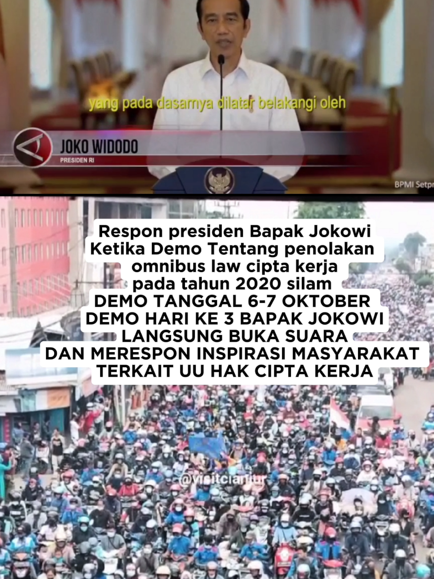 seorang presiden Jokowi Dodo di masa itu Demo tahun 2020 dengan tegas menanggapi inspirasi masyarakat Indonesia yang berujung damai #jokowidodo #presidenterbaik #suararakyat #hatirakyat #PSI #demo2020 