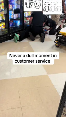 #customerservice #neveradullmomentincustomerservice #customersbelike this customer fell on the floor  the floor wasn’t wet or nothing she was trying to reach for a product and her wheelchair slid back 