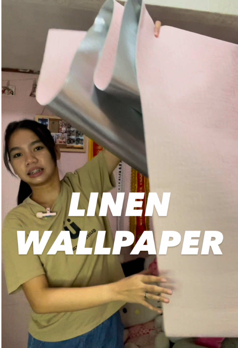 Ang ganda at dikit talaga neto.  #linenwallpaper #linen #wallpaper #wallpapersticker #thicken 