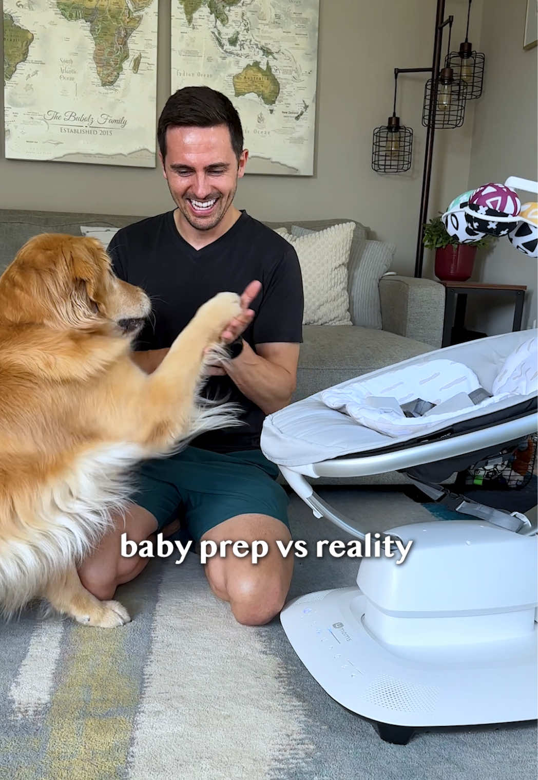 Baby Prep vs Reality... I wasn't sure how this dad thing would go, but I have to admit it's pretty freaking great! Plus, I have the best helpers 🐶 🐶 #goldenretrieverlife #dog #dad #baby #smile