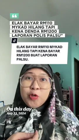 Elak Bayar RM110 Kerana Mykad Hilang, tetapi buat laporan polis palsu mengatakan kononnya diragut dab dikenakan denda RM1200. #fyp #peguam #tiktokguru #laporanpalsu #jakarta 