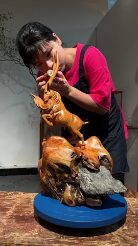 天然根包石木雕領頭羊 #木雕 #藝術品 