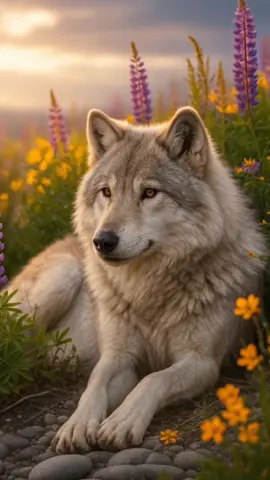🌸🐺 “La calma del lobo en medio de la naturaleza” 🌿✨ #fyp #nature #wolf #lobo #wildlife             