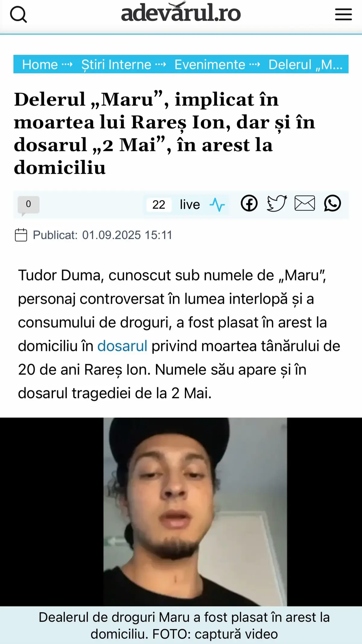 Cazul lui Rareș se suprapune peste un alt dosar răsunător: tragedia de la 2 Mai, când Vlad Pascu, drogat și băut, a ucis doi tineri cu mașina. În timpul procesului, Vlad Pascu a mărturisit că îl cunoaște pe „Maru” încă de la 14 ani și că acesta îi fusese dealer, organizând petreceri unde circulau metamfetamină, oxicodonă și alte droguri de mare risc. De asemenea, el a indicat chiar și sursele de aprovizionare ale lui Duma, printre care un angajat al Spitalului Floreasca, cunoscut în rețea sub porecla „doctorul”. Din materialul probator administrat în cauză, a rezultat că, în intervalul 14-15 aprilie, inculpatul (recidivist) a pus la dispoziţia unei persoane vătămate, cu ştiinţă, un spaţiu din imobilul în care locuieşte (garajul) pentru consumul de droguri de mare risc (metadonă), consum urmat de moartea victimei la data de 15 aprilie. De asemenea, inculpatul a deţinut, la domiciliul său din municipiul Bucureşti, în vederea consumului propriu, un comprimat având ca substanţă activă diazepam (drog de risc)”, nota DIICOT în luna iunie, atunci când Maru a fost trimis în judecată.