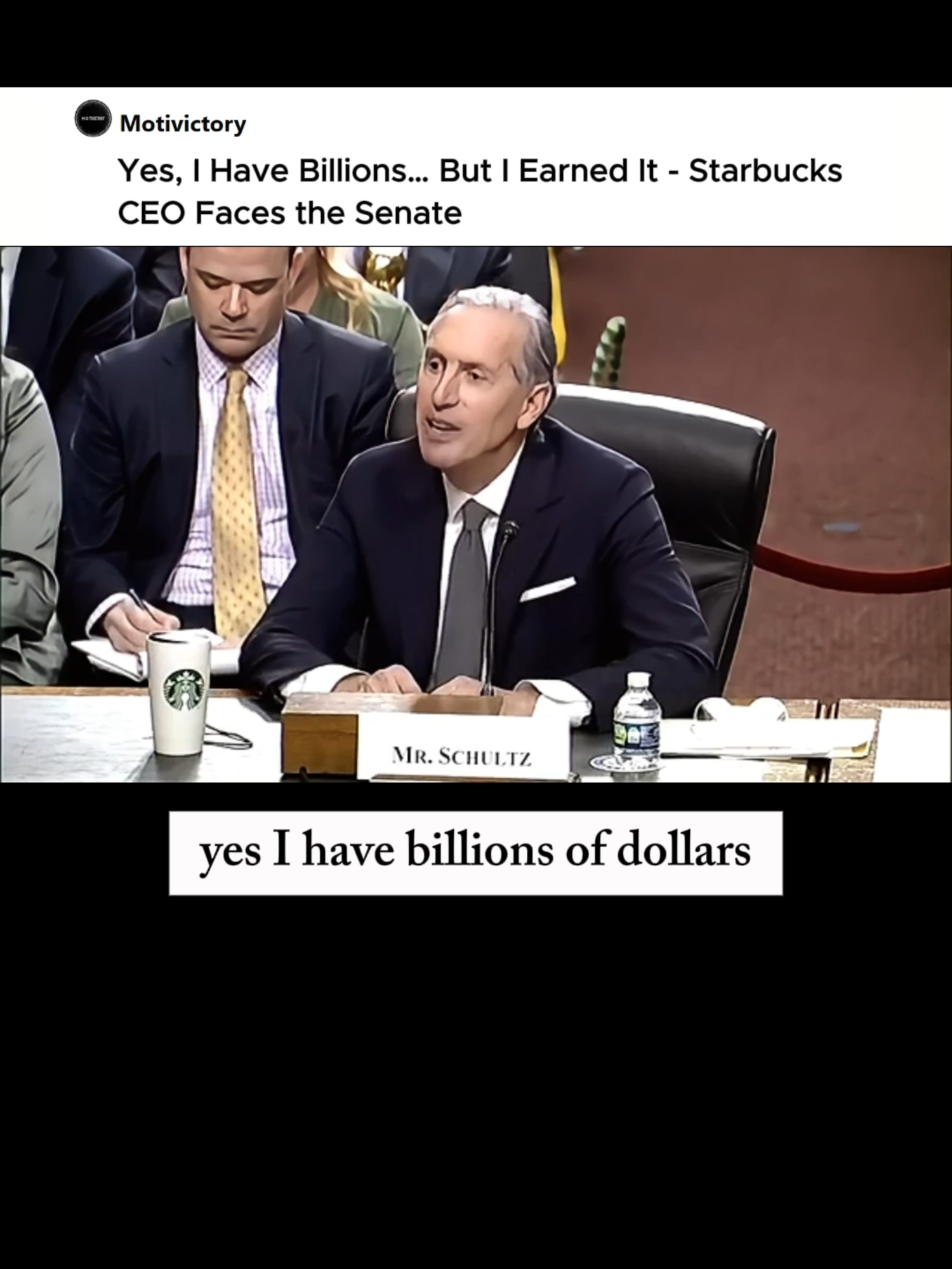 Yes, I Have Billions… But I Earned It - Starbucks CEO Faces the Senate In a powerful exchange during the 2024 Senate hearing, the Starbucks CEO was pressed multiple times about being a billionaire. His response? Raw and unapologetic: “My parents never owned a home. I came from nothing. I thought my entire life was based on the achievement of the American dream. Yes, I have billions of dollars - I earned it, no one gave it to me. And I’ve shared it constantly.” It’s a moment that speaks to ambition, resilience, and the complexity of the American Dream - especially when confronted with criticism at the highest level. This video is an excerpt from the 2024 U.S. Senate hearing with the Starbucks CEO. The full session is available on YouTube. #Starbucks #SenateHearing #AmericanDream #Leadership #Resilience #SuccessStory #BillionaireMindset
