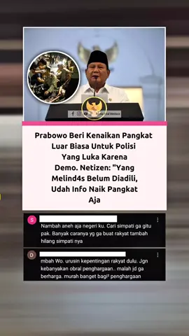 Prabowo Beri kenaikan pangkat untuk polisi yang luka ⁉️😖 #beritaviral #update #info #trending #fyp