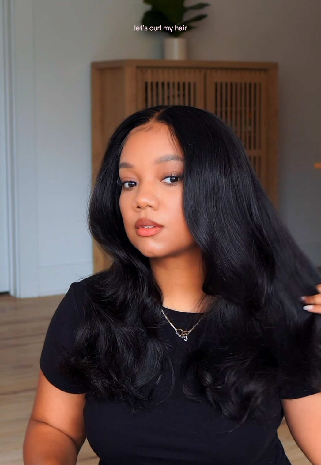 GRWM •• adding some body to this hair ✨ soft curls for date night #wigtok #protectivestyles #blackwomen #OOTD #hairstyle 