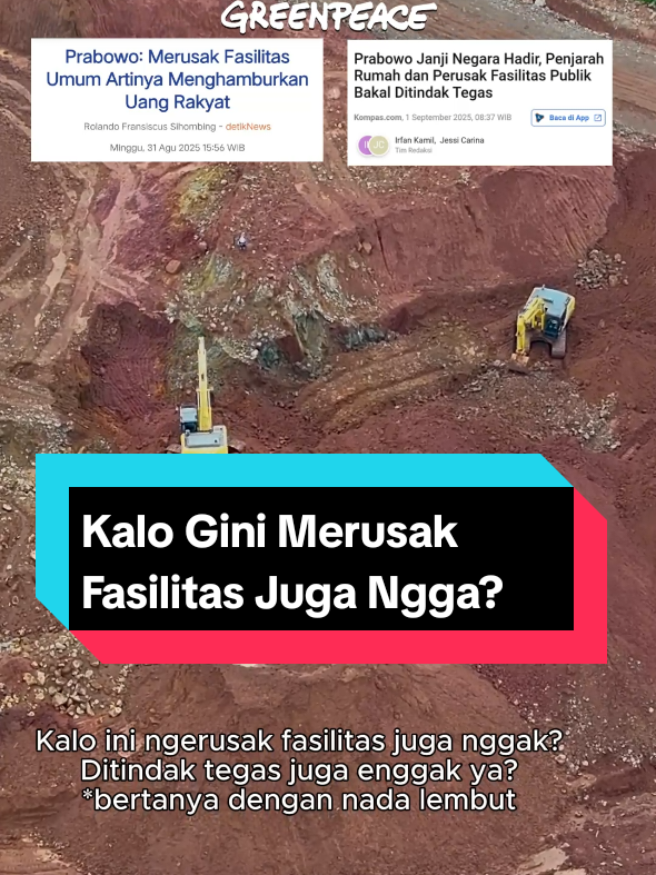 Izin bertanya dengan nada lembut apakah ini merusak fasilitas juga? #greenpeaceid 