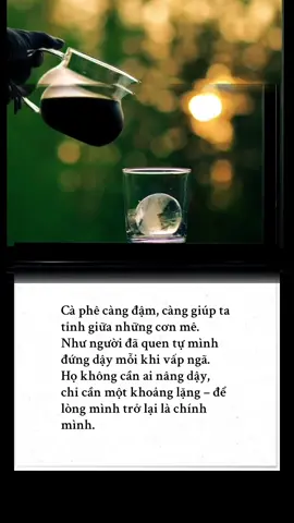 Cà phê càng đậm, càng giúp ta tỉnh giữa những cơn mê. Như người đã quen tự mình đứng dậy mỗi khi vấp ngã. Họ không cần ai nâng dậy, chỉ cần một khoảng lặng – để lòng mình trở lại là chính mình. #tramcaphecamxuc #caphe #camxuc #coffee #nhacbuon 