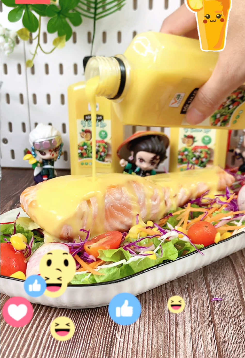 Sốt salad chanh leo thanh đạm, kết hợp với rau củ quả tươi ngon ăn ghiền luôn á 🍅🍋🥕🥦🥗 #salad #sotchanhleo #sotchanhday #sotsaladchanhleo #sotsalad  