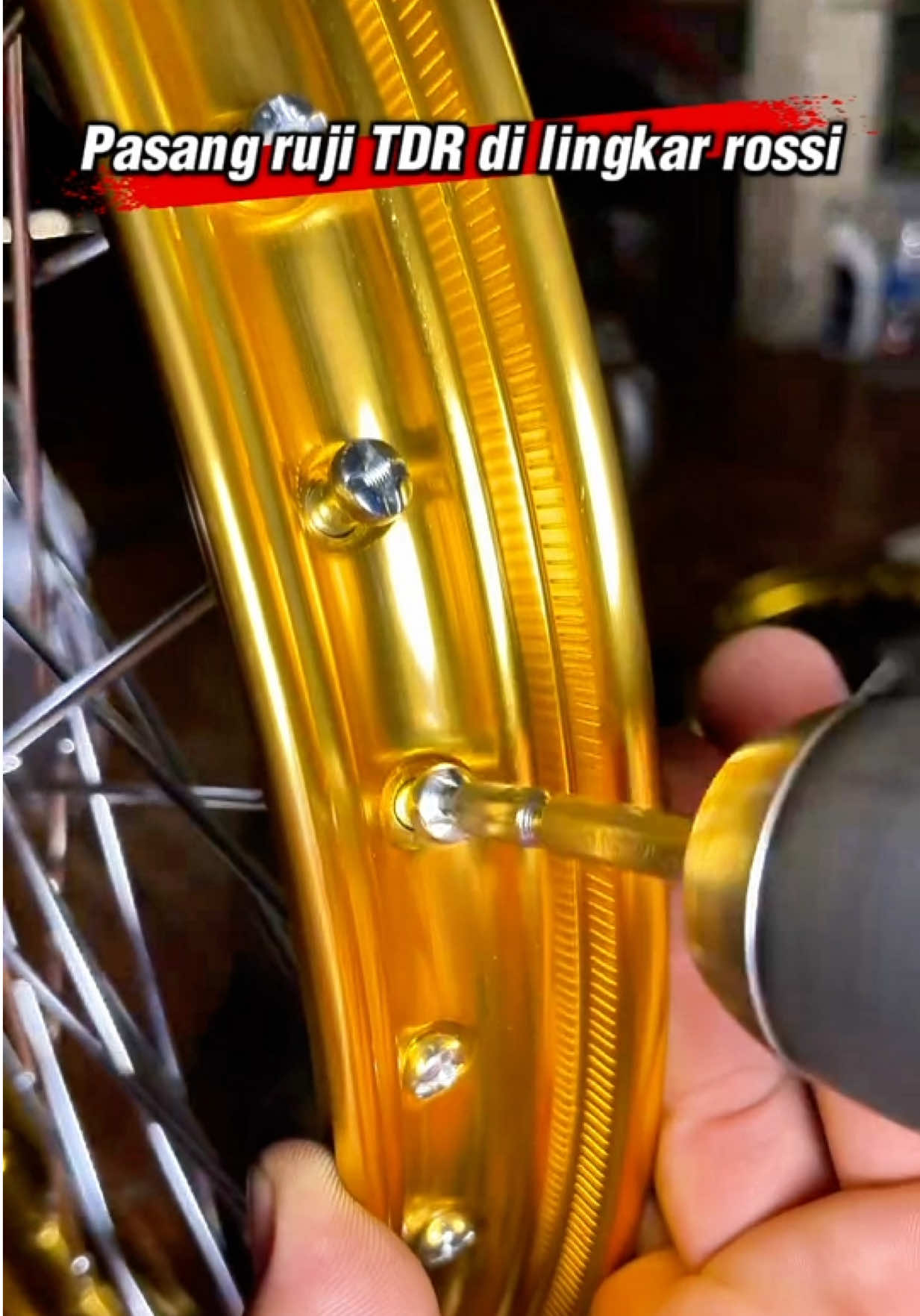 Pasang jari jari tdr di lingkar kuning rossi #bengkel #tutorial #tdr #rossi