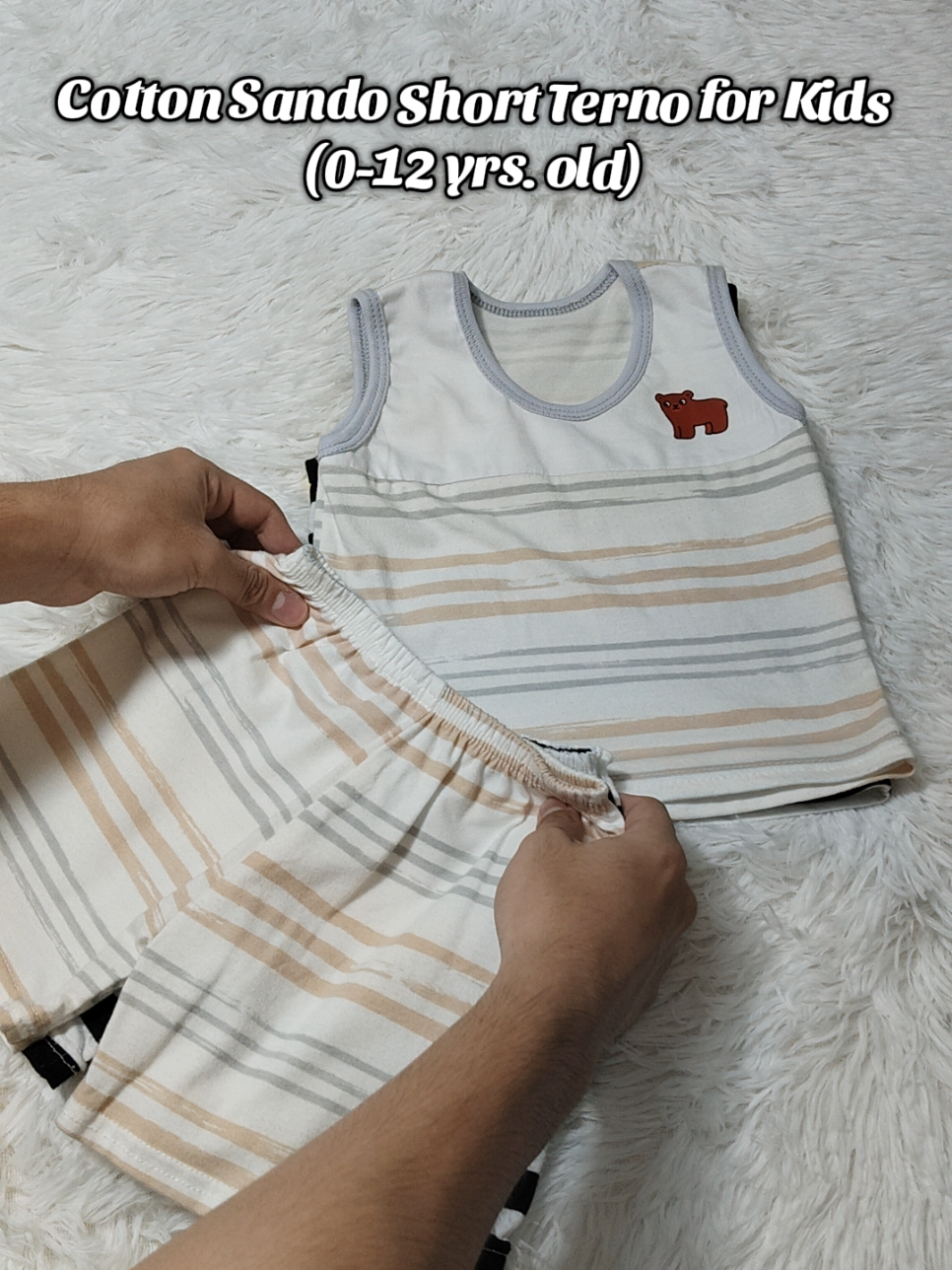 Cotton Sando short Terno for kids 0to12months old. #kidsoutfit #kidsfashiontrends #sandoternoforkids #ternoforkids #ternoshortforkids 