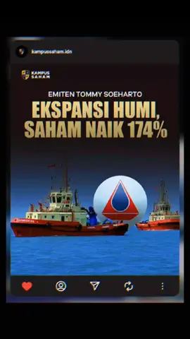 PT Humpuss Maritim Internasional (HUMI), emiten pelayaran milik Tommy Soeharto, tengah agresif melakukan ekspansi. Selain menambah armada kapal baru, HUMI juga membuka lini usaha baru di bidang pengelolaan kapal dengan standar internasional. Strategi ini bukan sekadar menambah bisnis, tapi juga bagian dari roadmap HUMI menjadi ESG Leader di 2029. Artinya, perusahaan menargetkan standar operasional yang ramah lingkungan dan berkelanjutan. Dari sisi kinerja, HUMI mencatat: Pendapatan H1 2025 naik +12% YoY jadi US$64,7 juta Laba bersih tumbuh +7,7% YoY jadi US$5,58 juta Saham HUMI sudah melesat +174% dalam 6 bulan Namun, kenaikan cepat ini membuat saham HUMI masuk radar Unusual Market Activity (UMA) dari BEΙ. Buat investor, ini jadi pengingat bahwa setiap kenaikan tajam perlu dicermati lebih dalam-jangan hanya ikut euforia harga, tapi pahami fundamental dan strategi jangka panjang perusahaan. Insight: Ekspansi dan masuknya HUMI ke bisnis baru bisa jadi katalis positif, tapi risiko volatilitas saham tetap ada. Investor perlu menyeimbangkan optimisme dengan analisis risiko. #foryou #fyp #investor #multibeger #rich 