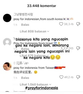 ternyata negara lain juga peduli dengan Indonesia🇮🇩 cepat membaik negeriku #prayforindonesia #fypage #komenorangluar #peduliindonesia 