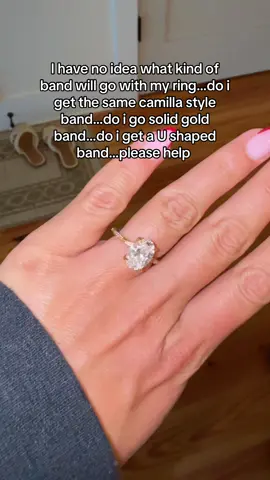I just don’t know because the diamonds at the base of the setting may rub against a normal band…#fyp #ovalcutdiamondring #sos #3caratdiamondring #engagementring 