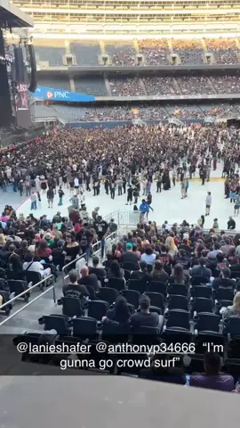 When your bestie has to crowd surf real quick. System of a Down concert last night was wild 
