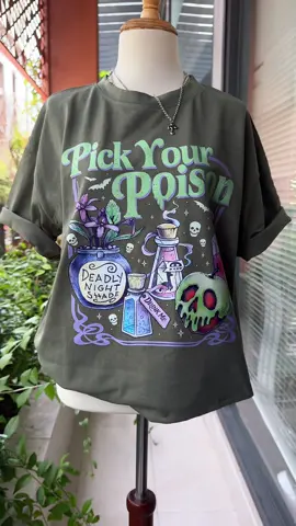 Oh right… the poison for Kuzco that’s now on this shirt ✨☠️ #pickyourpoison #halloween #emperorsnewgroove #kuzcospoison #halloweengift 