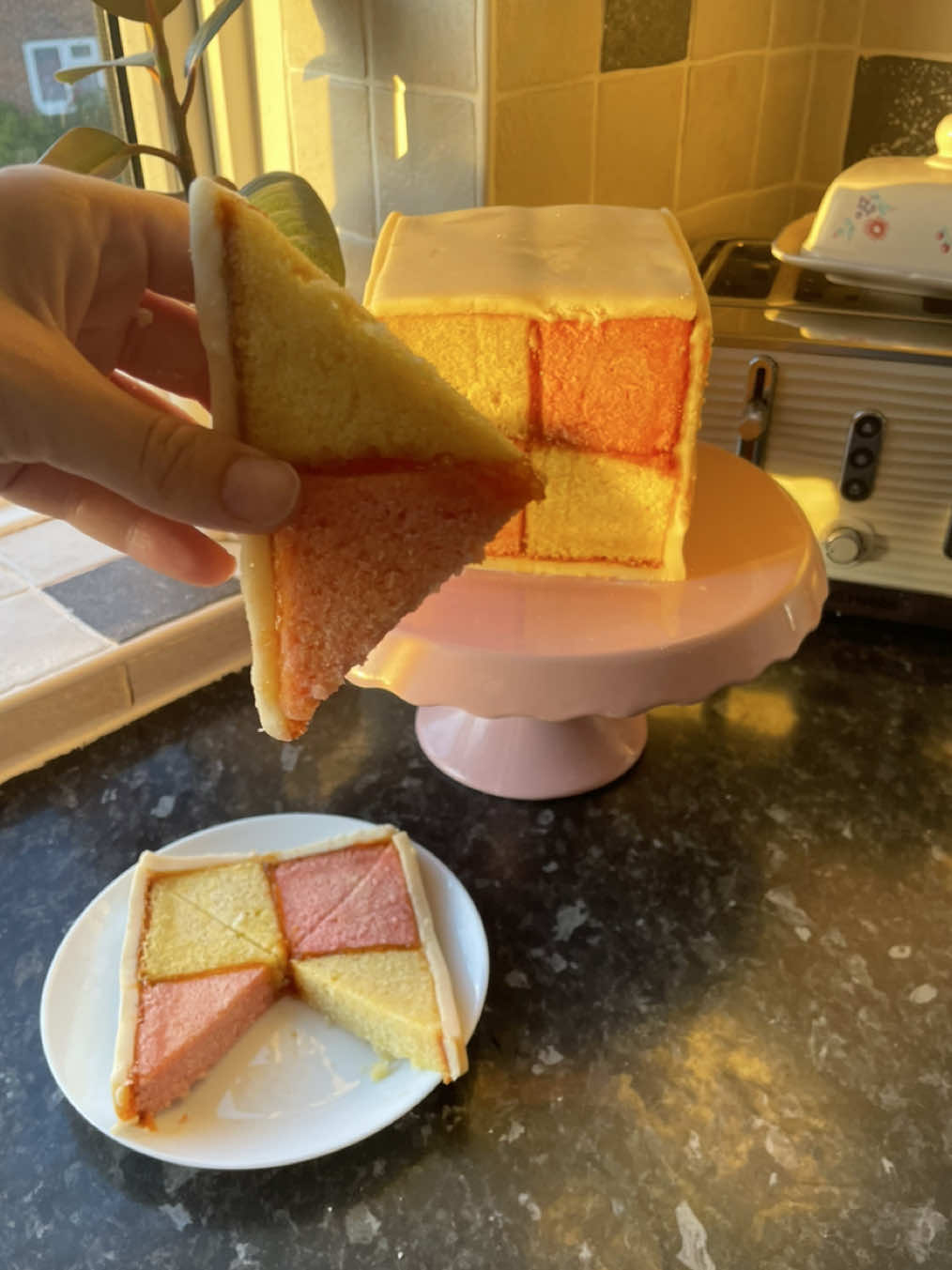 Or would you take the whole slice? #battenberg #giantbakes #paigebakedthat #bigbakes 